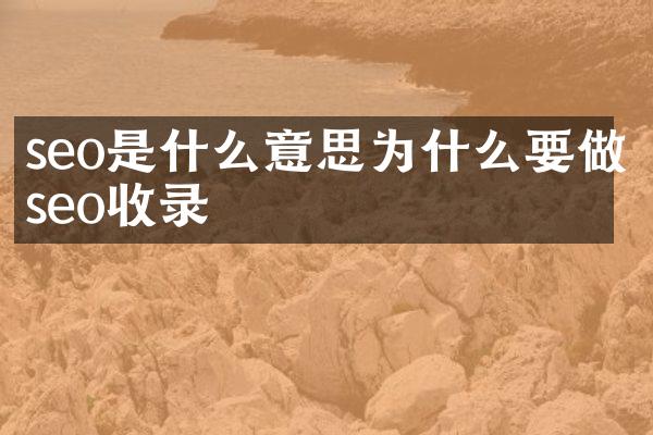 seo是什么意思为什么要做seo收录