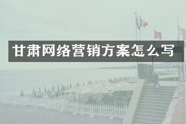 甘肃网络营销方案怎么写