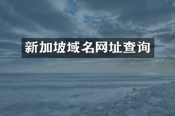 新加坡域名网址查询