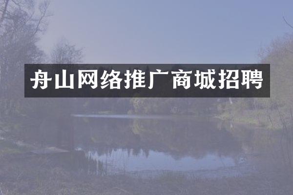 舟山网络推广商城招聘