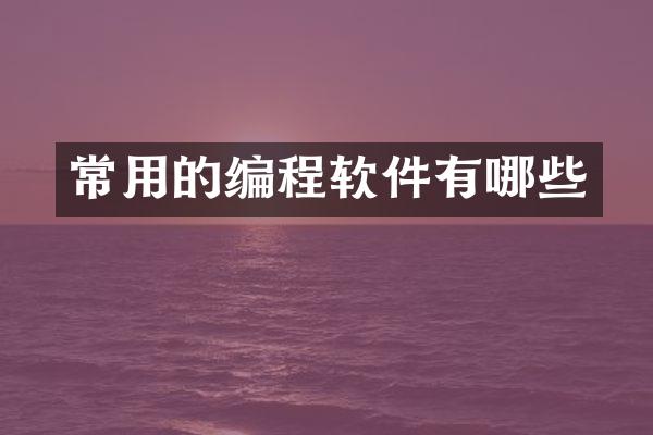 常用的编程软件有哪些