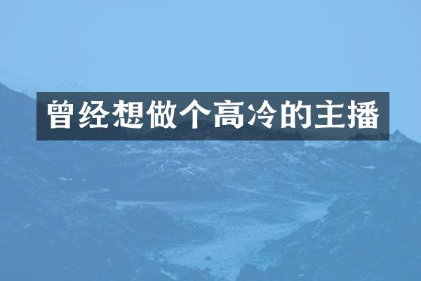 曾经想做个高冷的主播