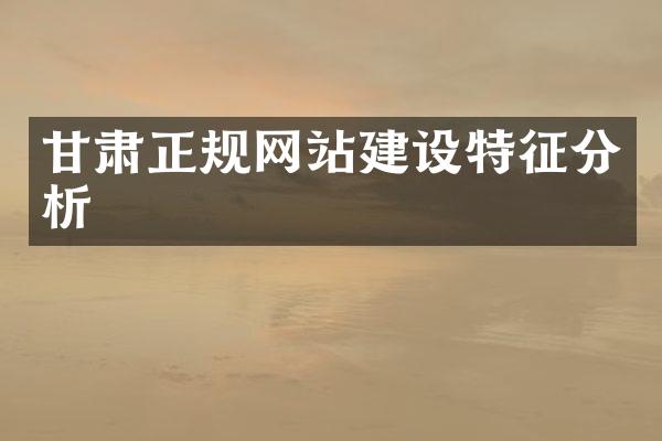 甘肃正规网站建设特征分析