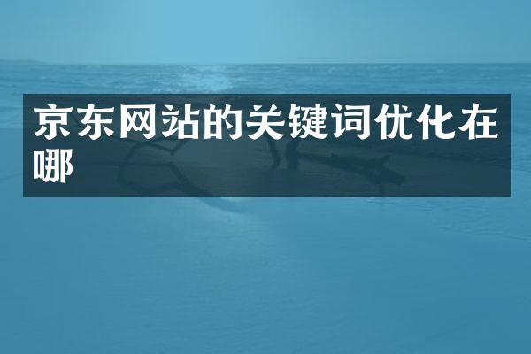 京东网站的关键词优化在哪