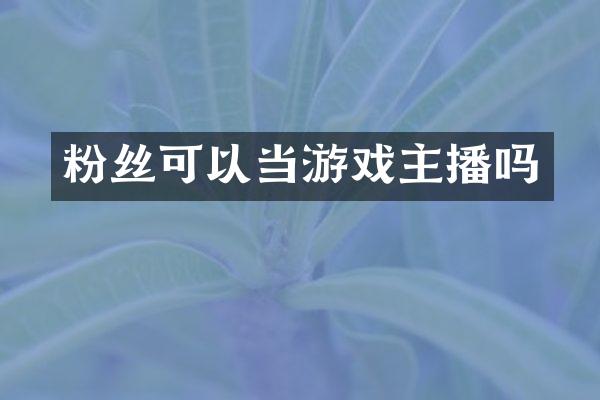 粉丝可以当游戏主播吗
