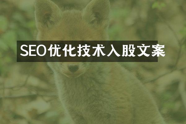 SEO优化技术入股文案
