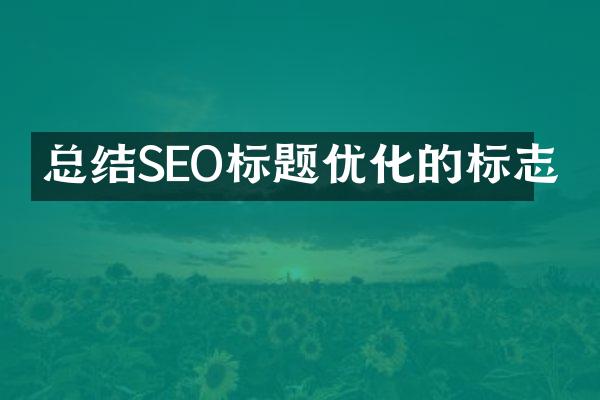总结SEO标题优化的标志