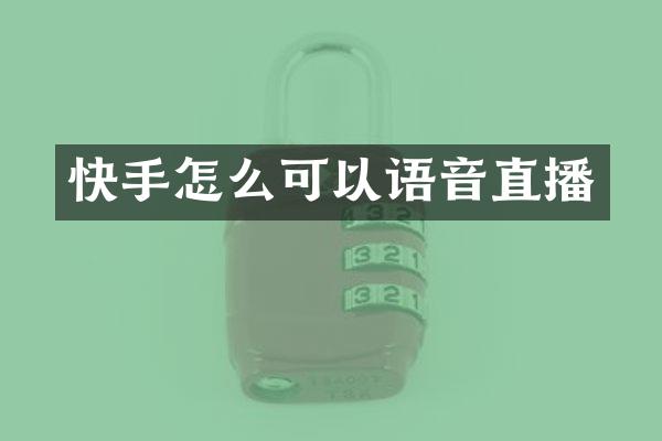 快手怎么可以语音直播