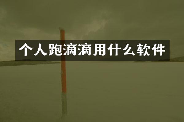 个人跑滴滴用什么软件