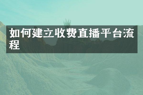 如何建立收费直播平台流程
