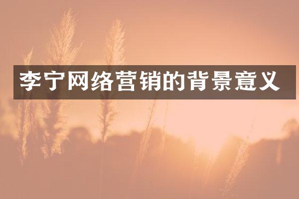 李宁网络营销的背景意义