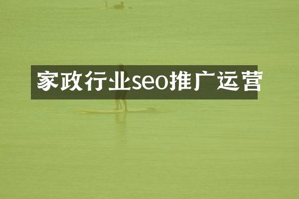 家政行业seo推广运营