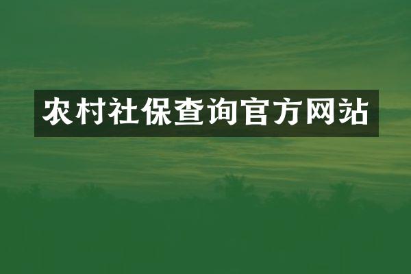 农村社保查询官方网站