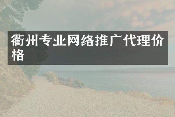 衢州专业网络推广代理价格