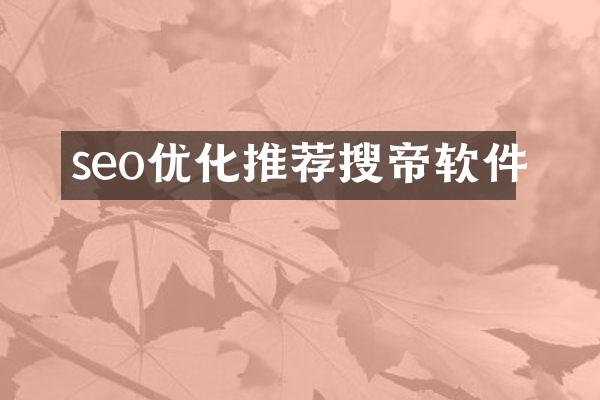 seo优化推荐搜帝软件