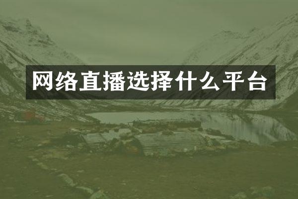 网络直播选择什么平台