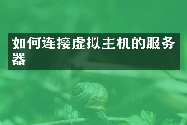 如何连接虚拟主机的服务器