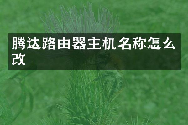 腾达路由器主机名称怎么改