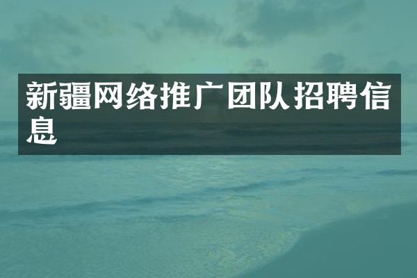 新疆网络推广团队招聘信息