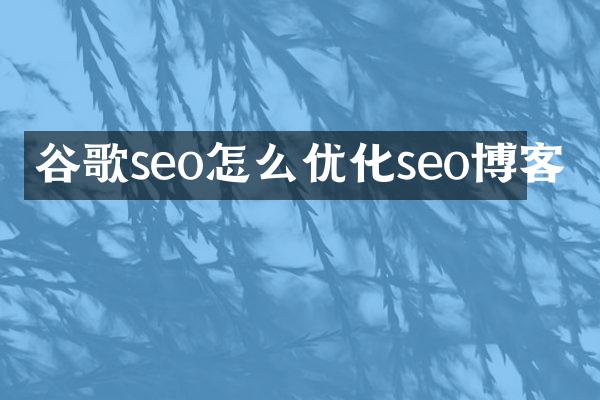 谷歌seo怎么优化seo博客