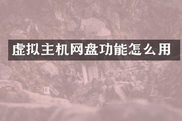 虚拟主机网盘功能怎么用