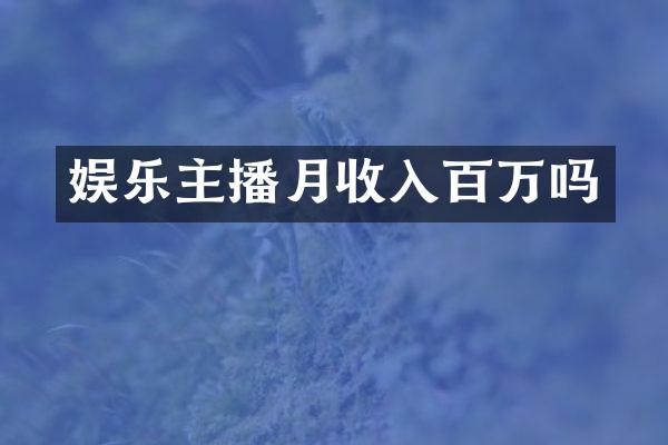 娱乐主播月收入百万吗