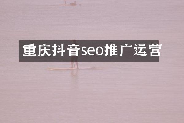 重庆抖音seo推广运营