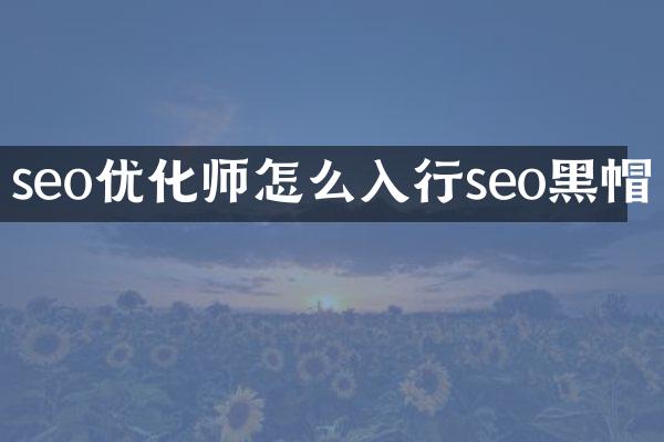 seo优化师怎么入行seo黑帽