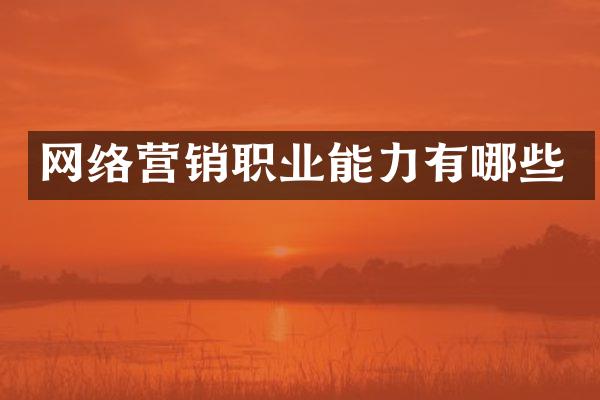 网络营销职业能力有哪些