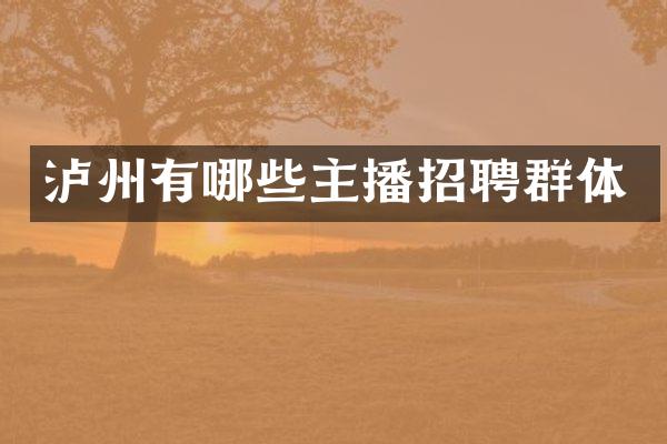 泸州有哪些主播招聘群体