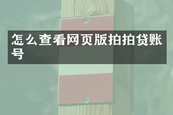怎么查看网页版拍拍贷账号