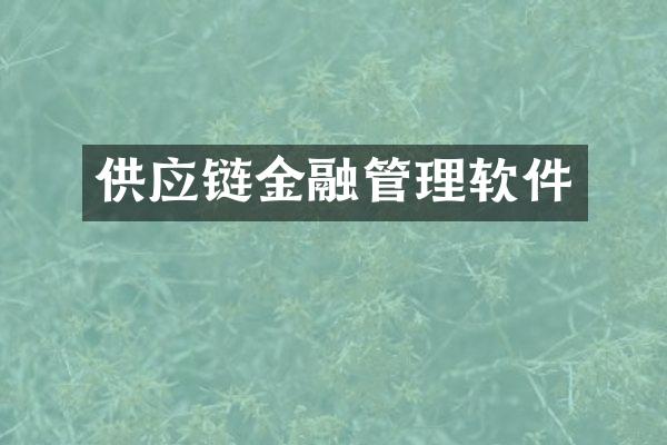 供应链金融管理软件