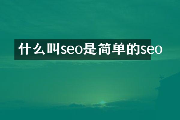 什么叫seo是简单的seo