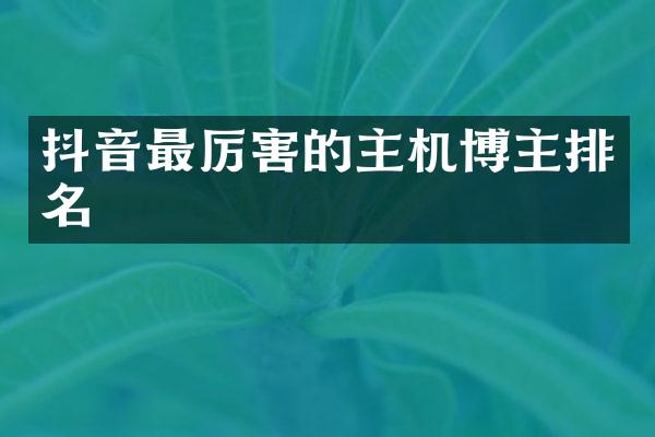 抖音最厉害的主机博主排名