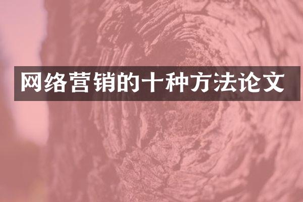 网络营销的十种方法论文