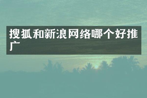搜狐和新浪网络哪个好推广