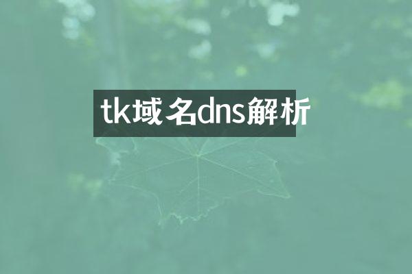 tk域名dns解析