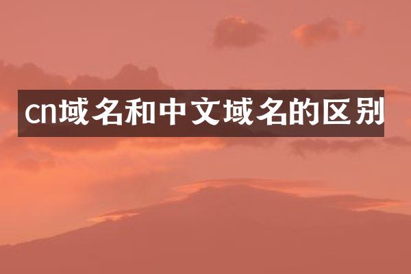 cn域名和中文域名的区别