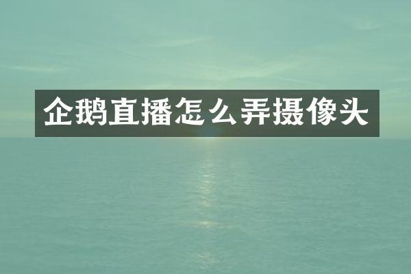 企鹅直播怎么弄摄像头