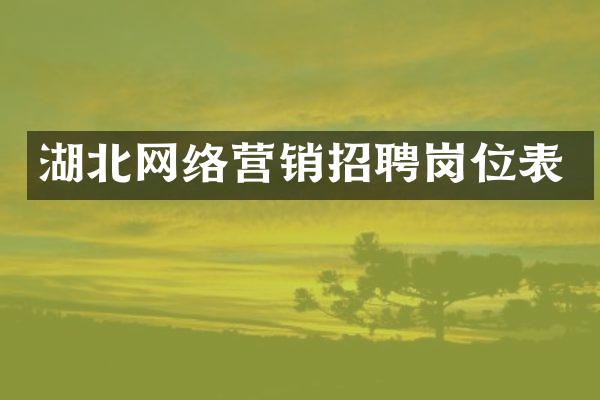 湖北网络营销招聘岗位表