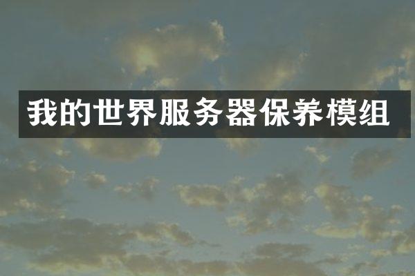 我的世界服务器保养模组