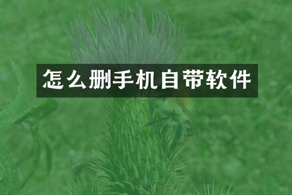 怎么删手机自带软件