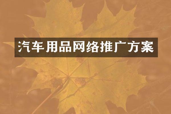 汽车用品网络推广方案