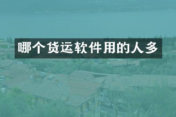 哪个货运软件用的人多