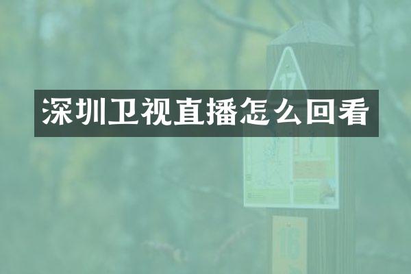 深圳卫视直播怎么回看