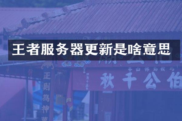 王者服务器更新是啥意思