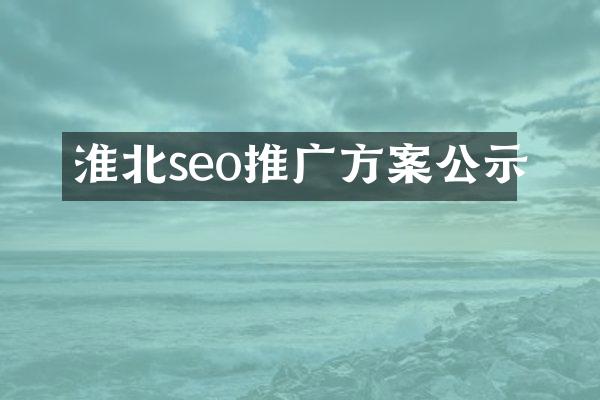 淮北seo推广方案公示
