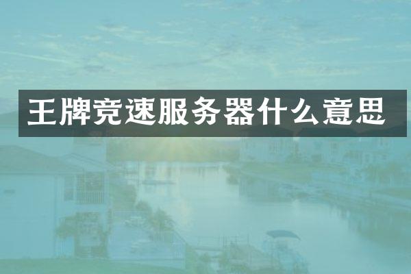 王牌竞速服务器什么意思
