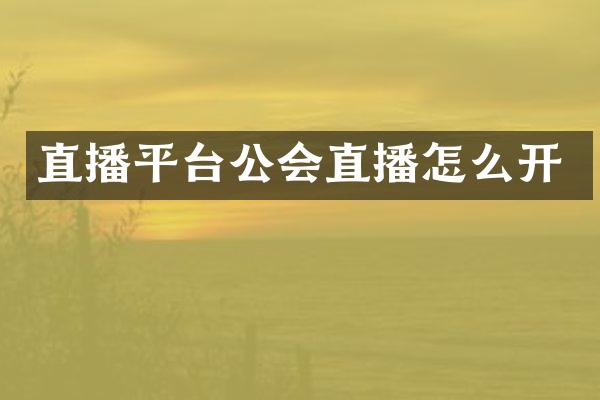 直播平台公会直播怎么开
