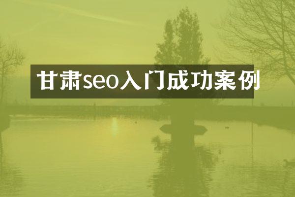 甘肃seo入门成功案例